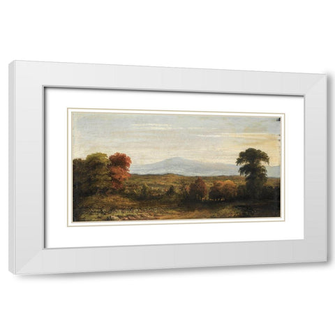 Landscape White Modern Wood Framed Art Print with Double Matting by Cropsey, Jasper F. Imitator of