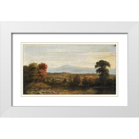 Landscape White Modern Wood Framed Art Print with Double Matting by Cropsey, Jasper F. Imitator of