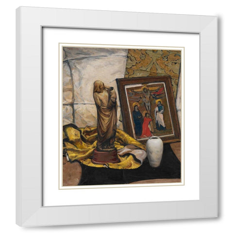 The Madonna of Ivory White Modern Wood Framed Art Print with Double Matting by Keller, Henry