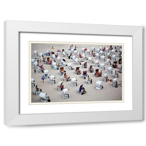 L Alveare White Modern Wood Framed Art Print with Double Matting by Latta, Massimo Della