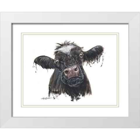 Doris the Dairy Cow White Modern Wood Framed Art Print with Double Matting by Bawden, Angela