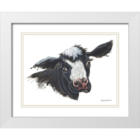 Daisy the Dairy Cow White Modern Wood Framed Art Print with Double Matting by Bawden, Angela