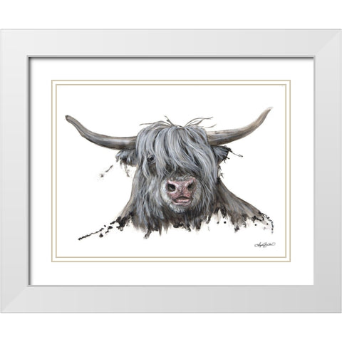 Lucy the Highland Cow White Modern Wood Framed Art Print with Double Matting by Bawden, Angela