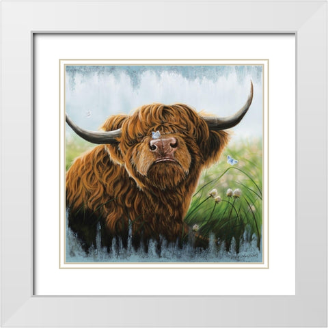 Butterfly Kisses White Modern Wood Framed Art Print with Double Matting by Bawden, Angela