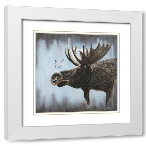 Butterfly Whispers White Modern Wood Framed Art Print with Double Matting by Bawden, Angela