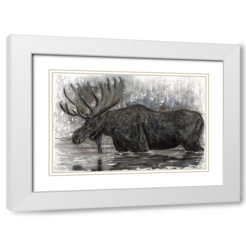 Majestic Moose   White Modern Wood Framed Art Print with Double Matting by Bawden, Angela