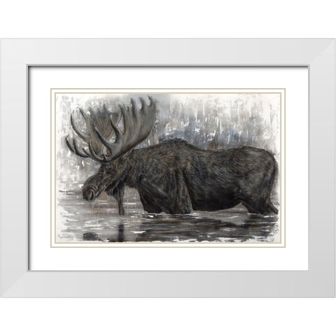 Majestic Moose   White Modern Wood Framed Art Print with Double Matting by Bawden, Angela