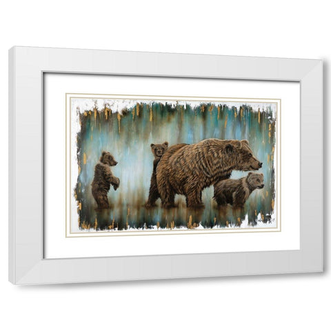 Mama Bears Protection White Modern Wood Framed Art Print with Double Matting by Bawden, Angela