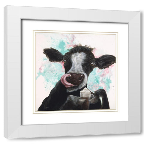 Moo Latte White Modern Wood Framed Art Print with Double Matting by Bawden, Angela