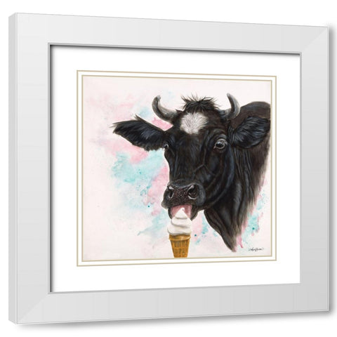 Moo Creama Licious White Modern Wood Framed Art Print with Double Matting by Bawden, Angela