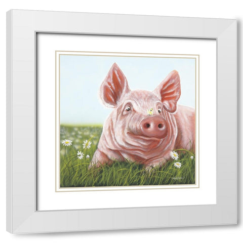 Slim Daisy White Modern Wood Framed Art Print with Double Matting by Bawden, Angela