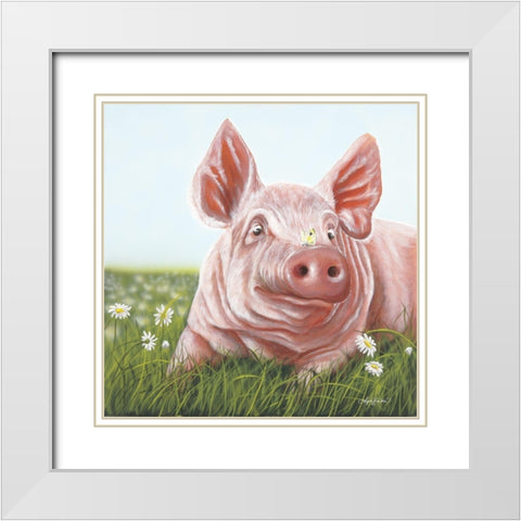 Slim Daisy White Modern Wood Framed Art Print with Double Matting by Bawden, Angela