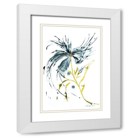 Blue Lily Splash White Modern Wood Framed Art Print with Double Matting by Bawden, Angela