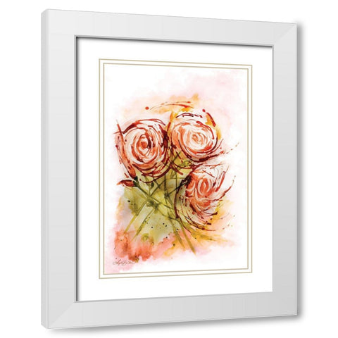 Summer Roses White Modern Wood Framed Art Print with Double Matting by Bawden, Angela
