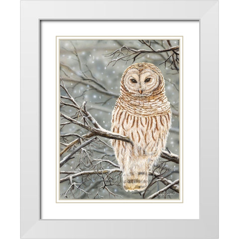 Snowy Owl White Modern Wood Framed Art Print with Double Matting by Bawden, Angela