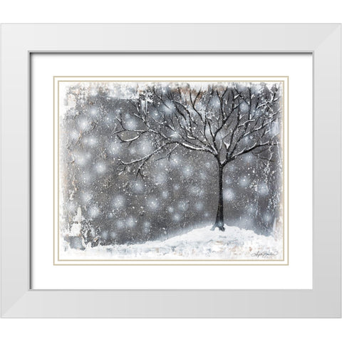 Snow Kissed Tree White Modern Wood Framed Art Print with Double Matting by Bawden, Angela