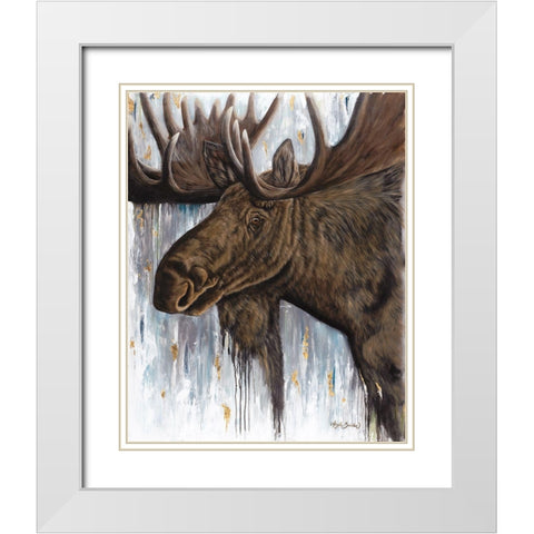 Brawny Bull White Modern Wood Framed Art Print with Double Matting by Bawden, Angela