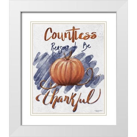 Countless Reasons to be Thankful White Modern Wood Framed Art Print with Double Matting by Bawden, Angela