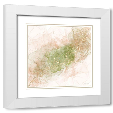 Waves of Peach and Sage White Modern Wood Framed Art Print with Double Matting by Bawden, Angela