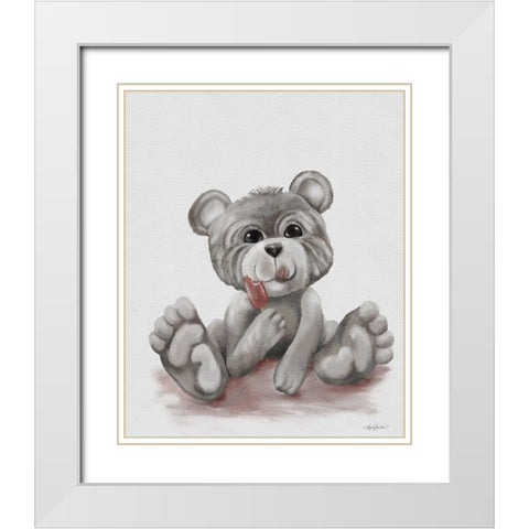Ellie the Baby Bear White Modern Wood Framed Art Print with Double Matting by Bawden, Angela