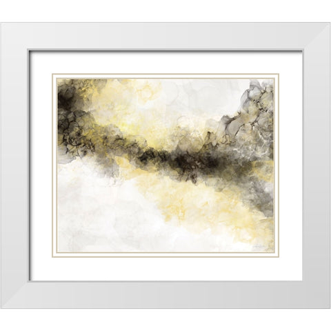 Waves of Gray and Yellow White Modern Wood Framed Art Print with Double Matting by Bawden, Angela