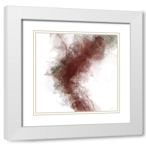 Waves of Wine Abstract White Modern Wood Framed Art Print with Double Matting by Bawden, Angela