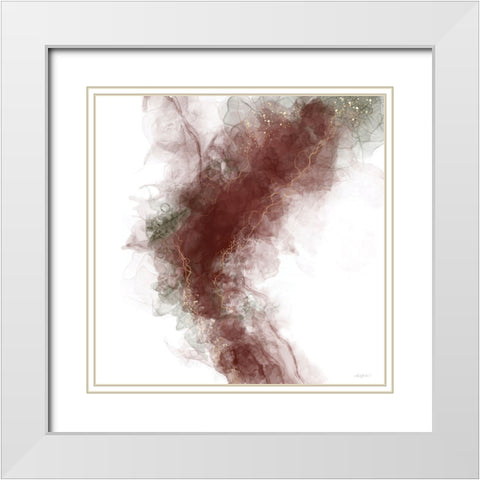 Waves of Wine Abstract White Modern Wood Framed Art Print with Double Matting by Bawden, Angela