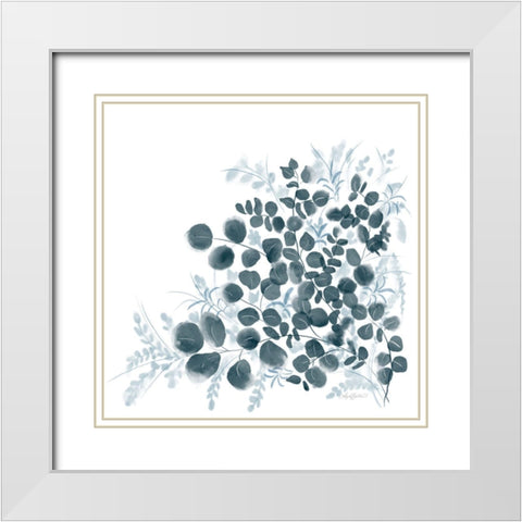 Eucalyptus Blues White Modern Wood Framed Art Print with Double Matting by Bawden, Angela