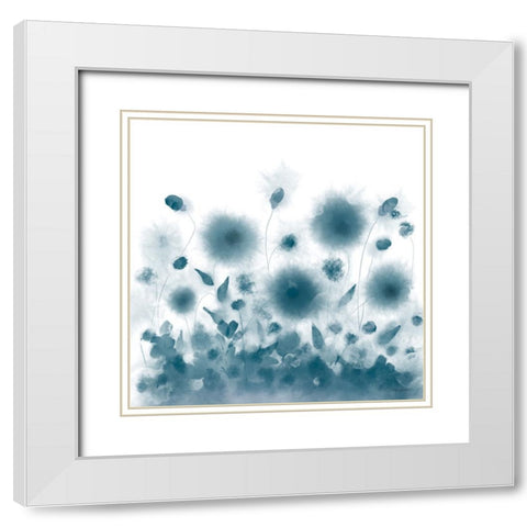 Soft Blue Botanical Spread White Modern Wood Framed Art Print with Double Matting by Bawden, Angela