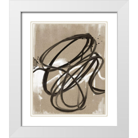 Mocha Linen Abstract White Modern Wood Framed Art Print with Double Matting by Bawden, Angela