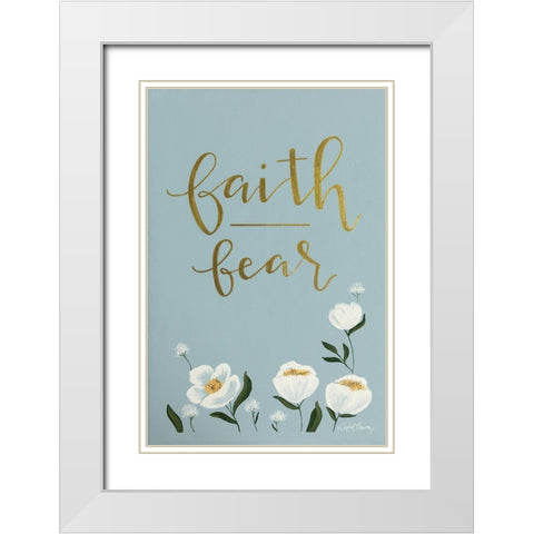 Faith Fear Flowers White Modern Wood Framed Art Print with Double Matting by Chavez, April