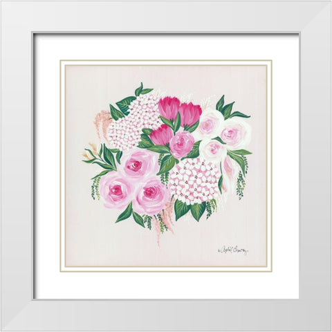 Blush Bouquet White Modern Wood Framed Art Print with Double Matting by Chavez, April