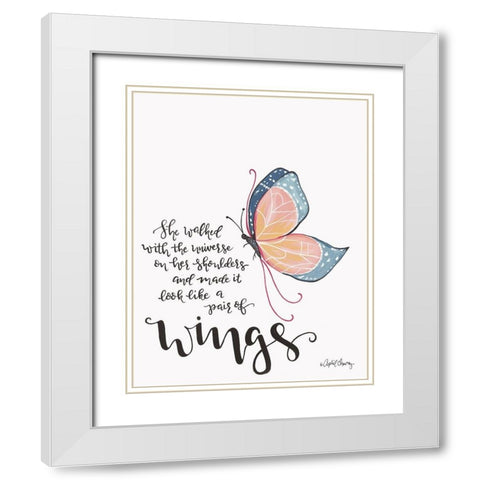 Wings White Modern Wood Framed Art Print with Double Matting by Chavez, April
