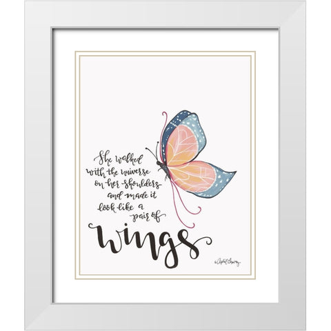 Wings White Modern Wood Framed Art Print with Double Matting by Chavez, April