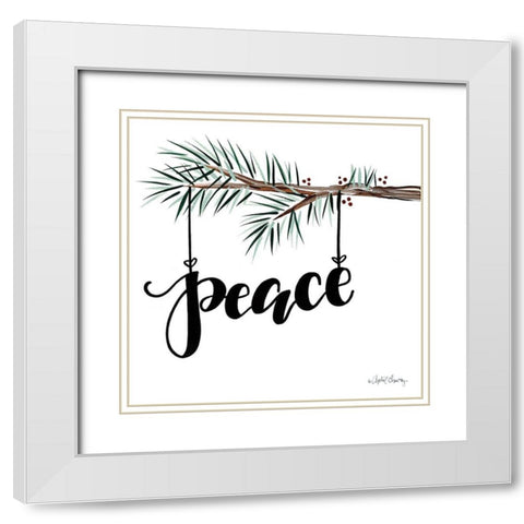 Peace White Modern Wood Framed Art Print with Double Matting by Chavez, April