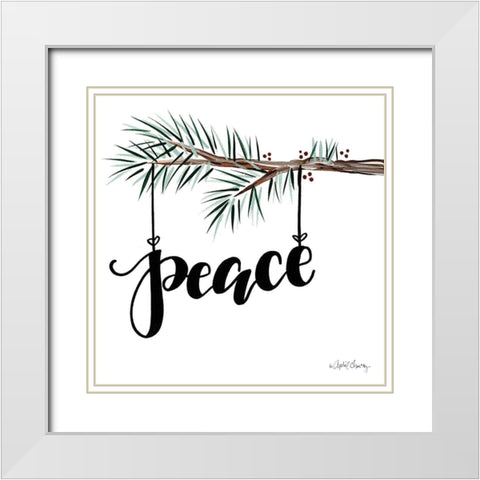 Peace White Modern Wood Framed Art Print with Double Matting by Chavez, April