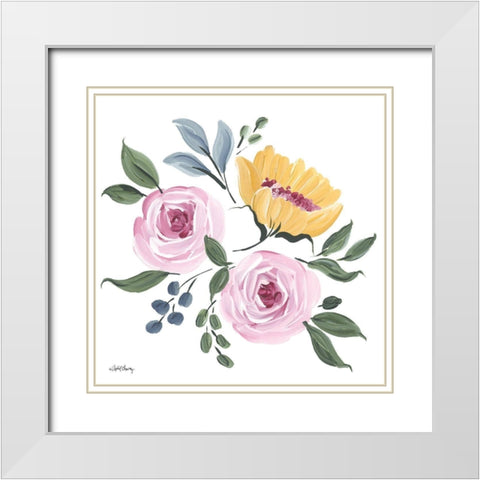 Sunday Bouquet White Modern Wood Framed Art Print with Double Matting by Chavez, April
