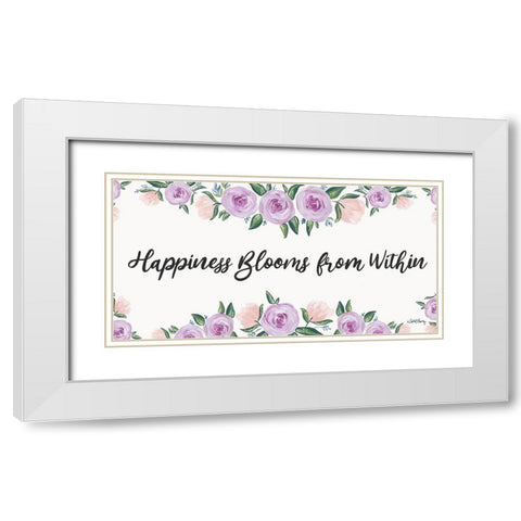 Happiness Blooms From Within White Modern Wood Framed Art Print with Double Matting by Chavez, April