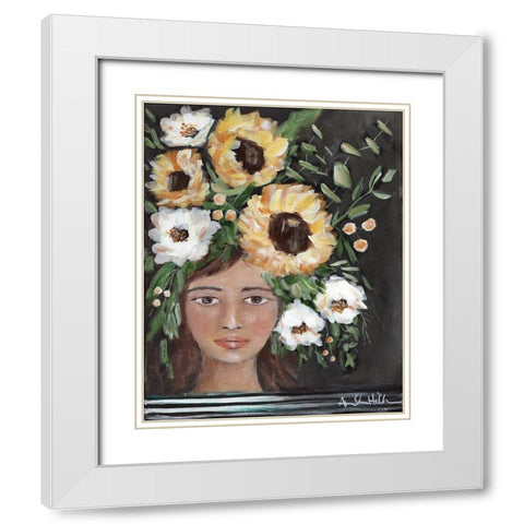 Sunflowers for you White Modern Wood Framed Art Print with Double Matting by Hilburn, Amanda