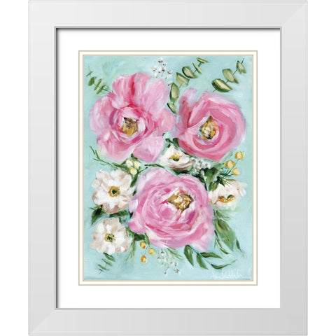 Pink Pretties White Modern Wood Framed Art Print with Double Matting by Hilburn, Amanda