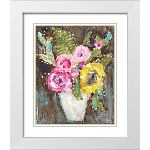 Warm Summer Floral White Modern Wood Framed Art Print with Double Matting by Hilburn, Amanda