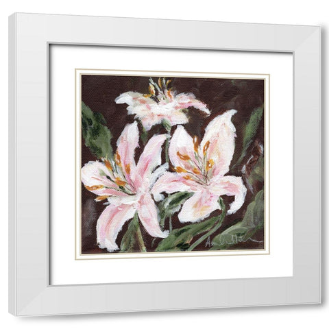 Stargazer Lily Trio White Modern Wood Framed Art Print with Double Matting by Hilburn, Amanda