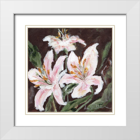 Stargazer Lily Trio White Modern Wood Framed Art Print with Double Matting by Hilburn, Amanda