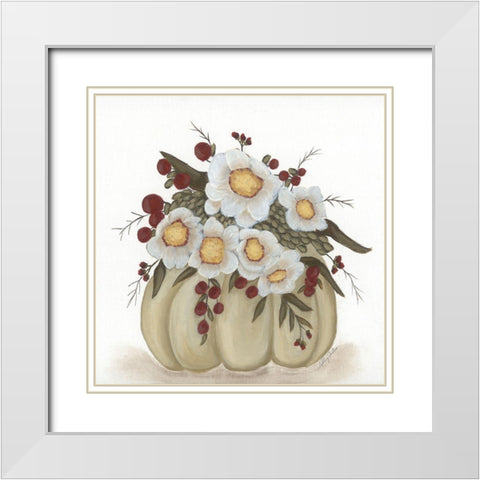 Floral Pumpkin White Modern Wood Framed Art Print with Double Matting by Justice, Ashley