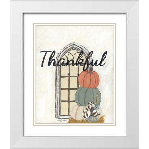Fall Thankful White Modern Wood Framed Art Print with Double Matting by Justice, Ashley