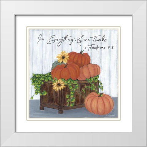 In Everything Give Thanks White Modern Wood Framed Art Print with Double Matting by Justice, Ashley
