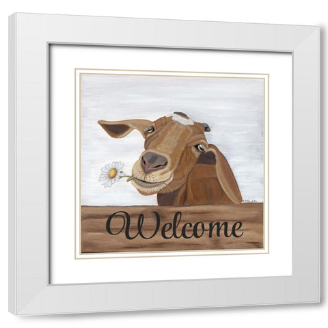 Theodore Welcome White Modern Wood Framed Art Print with Double Matting by Justice, Ashley