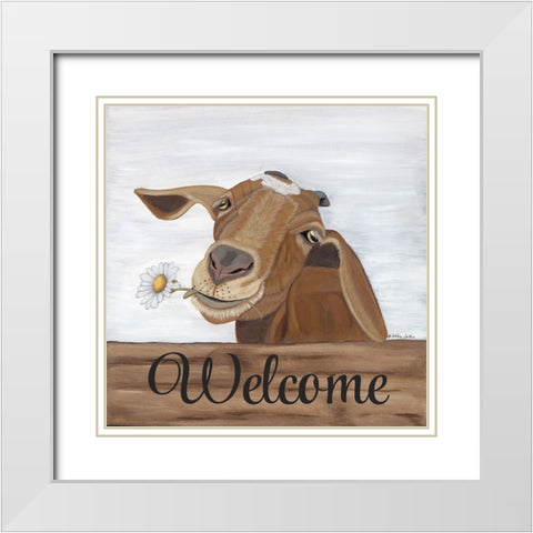 Theodore Welcome White Modern Wood Framed Art Print with Double Matting by Justice, Ashley
