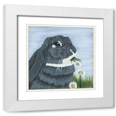 Posey White Modern Wood Framed Art Print with Double Matting by Justice, Ashley