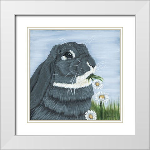 Posey White Modern Wood Framed Art Print with Double Matting by Justice, Ashley